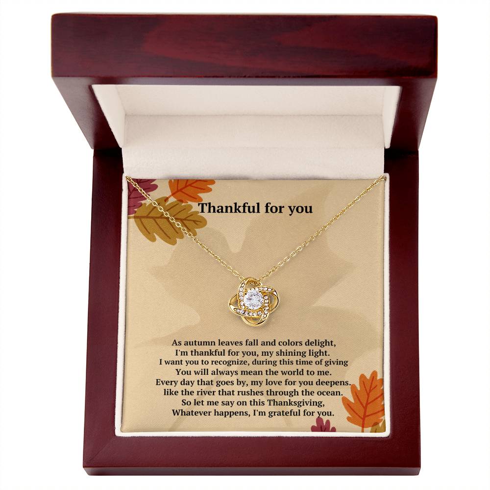 Thanksgiving | Holiday | Love Knot Necklace with Message Card