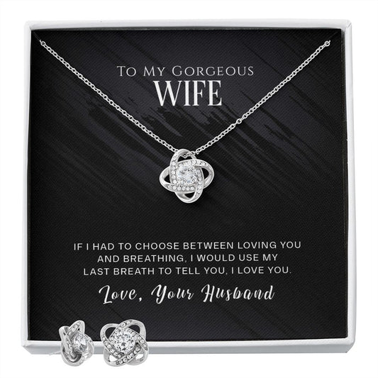Gorgeous Wife | Love Knot Earring And Necklace Set