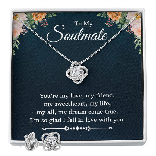 To my soulmate - you're my love Love Knot Necklace And Earring Set