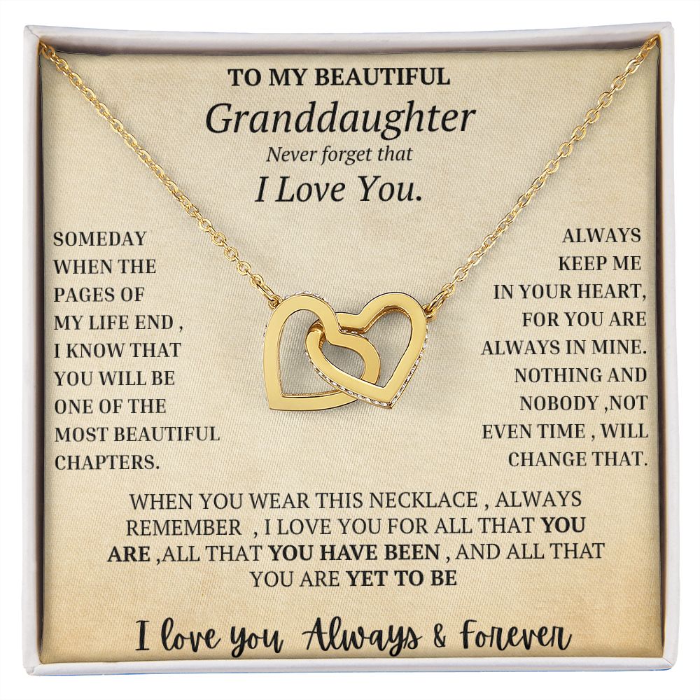 Granddaughter Gift , Interlocking Hearts Necklace